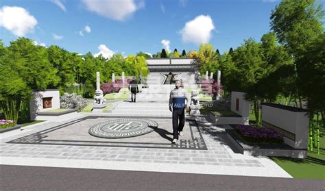 生态艺术墓葬墓地设计效果图天键石雕墓碑