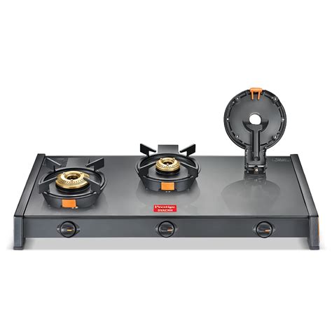 Prestige Svachh Glass Top Gas Stove with 3 Liftable Brass Burners for ...
