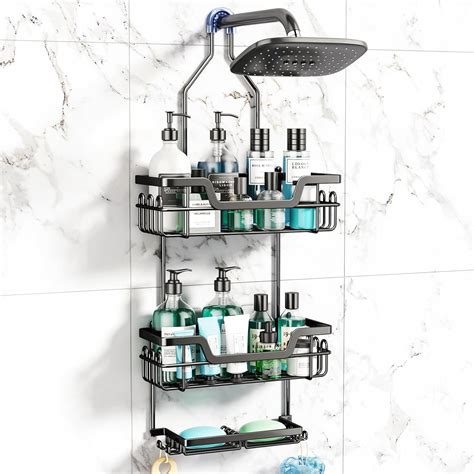 SWTYMIKI Shower Caddy Hanging, Shower Caddy Over Shower Head with 2 ...