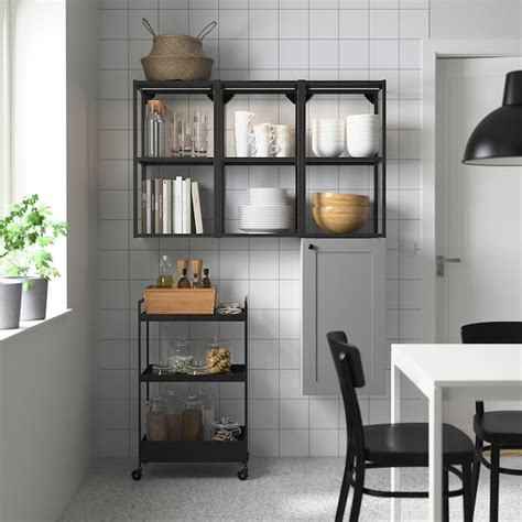 ENHET storage combination, anthracite/grey frame, 120x32x150 cm (471 ...