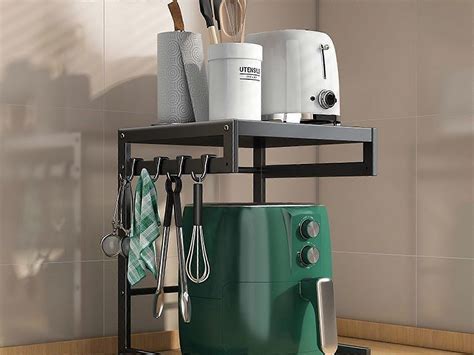 2-Tier Air Fryer Storage Rack Metal Storage Rack Kitchen Counter ...