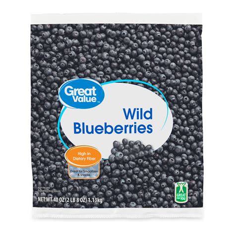 Great Value Wild Blueberries 40 oz Frozen for Smoothies Baking No Added ...