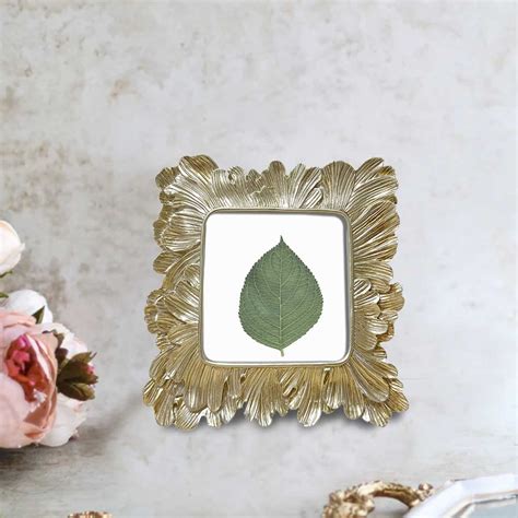 Art Street Elegant Golden Leaf Resin Vintage Table Photo Frame, 4x4 ...