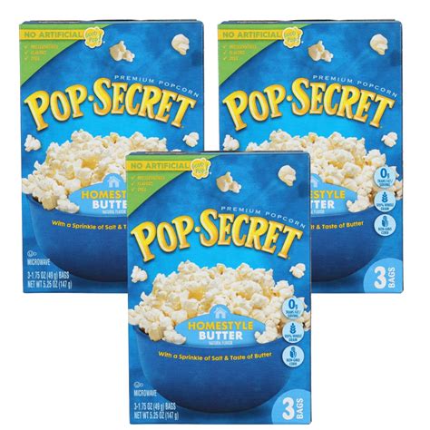 Pop Secret Popcorn, Homestyle Butter Flavor 100% Whole Grain Snacks Non ...