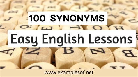 Examples of Synonyms | 100 Synonyms | Easy English Lessons | Exam ...