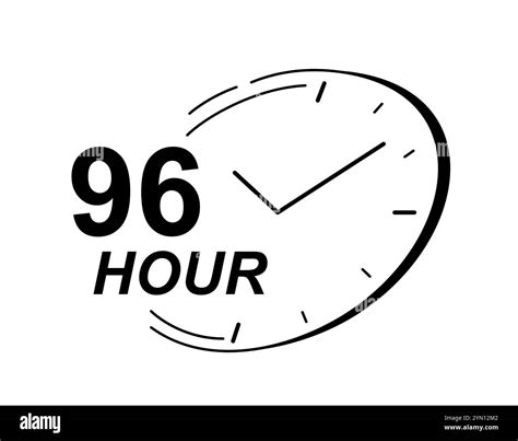 Clock with hours. 96 hour inscription near watches. Time measurement ...