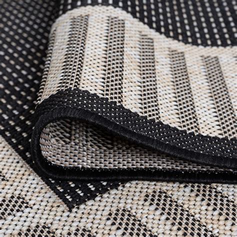 Tayse Eco 5 X 8 (ft) Black/White Indoor/Outdoor Border Coastal Area Rug ...