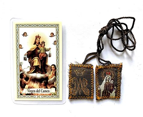 Buy Virgen del Carmen Tarjeta de Oracion Laminada con Escapulario Our ...