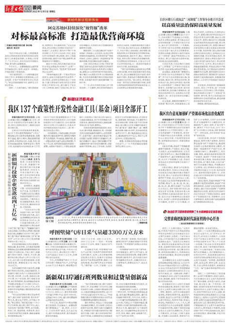 新疆银行投放企业贷款近四十五亿元---A03要闻--2022-12-09--新疆日报
