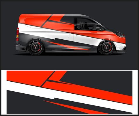 Orange and white racing style van vehicle templates custom templates ...