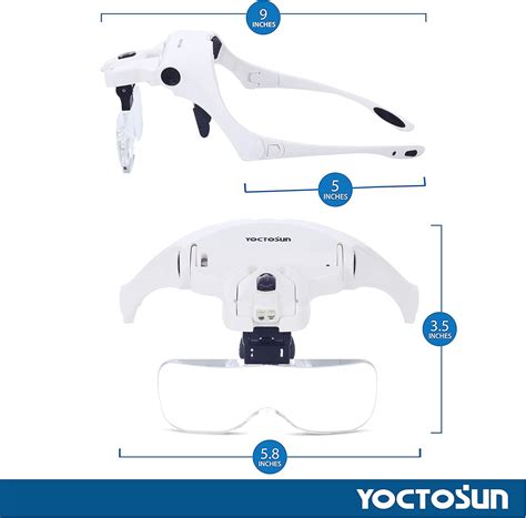 Buy YOCTOSUN Magnifying Glasses with Light, LED Head Magnifier with 5 ...