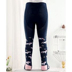 Cutewalk By Babyhug Anti-Bacterial Footed Tights Unicorn Design - Navy Blue