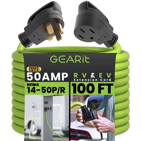 GearIT 50-Amp Extension Cord for RV and EV (100 Feet) 4-Prong 250-Volt ...