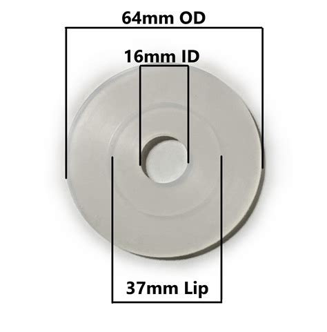 Silicone Flush Valve Seal (64mm OD 16mm ID 37mm Lip) (2-1/2 Inch OD 5/8 ...