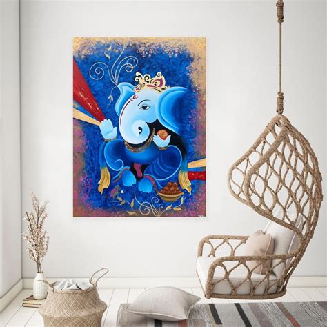 Buy Lord Ganesha Acrylic Painting , Canvas Wall Decor , Original ...