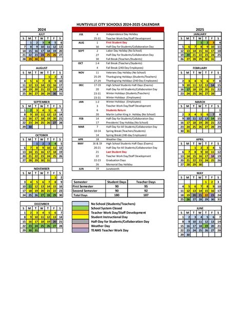 Huntsville City Schools Calendar 2025-2026 in PDF - School Calendar Info
