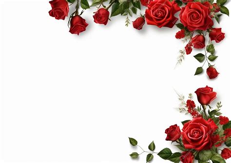 Premium Photo | Flower frame corners made only using red roses and leaves