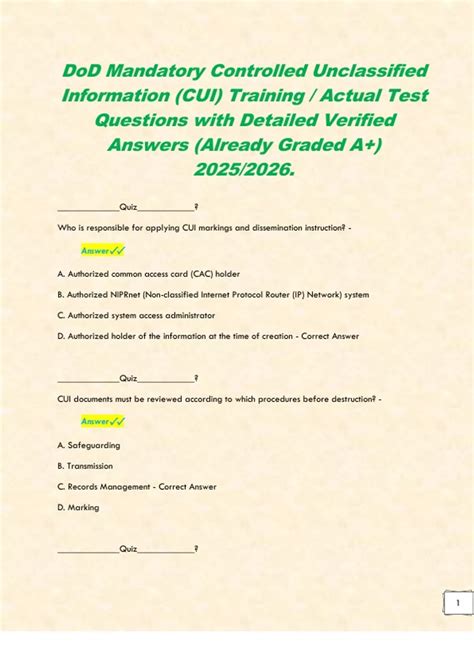 DoD Mandatory Controlled Unclassified Information (CUI) Training ...