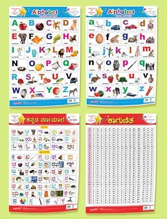 2 in 1 Preschool Charts-Alphabet Small&Capital Letters / Kannada ...