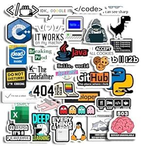 34pcs Coder Aesthetic Sticker Pack from animo india Perfect for Laptop ...