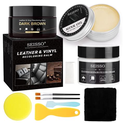 Amazon.com: SEISSO Leather Repair Kit for Furniture, Dark Brown Vinyl ...