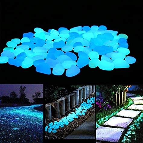 100Pcs Garden Decor Luminous Stones Glow In Dark Decorative Pebbles ...