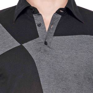 Buy V3Squared Men's Classic Fit T Shirt (Plo_Mix_Gry_BLK_S_Grey, Black ...