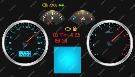Illuminated car dashboard panel in full electric vehicle modern digital ...