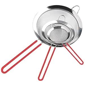 Buy 3 Fine Mesh Stainless Steel Strainers Colander with Slicone Handle ...