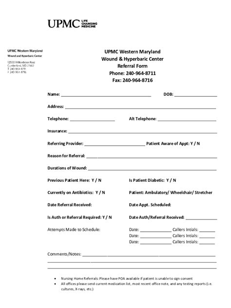 Fillable Online Referral Form - Outpatient Nutrition Clinic - WMHS Fax ...