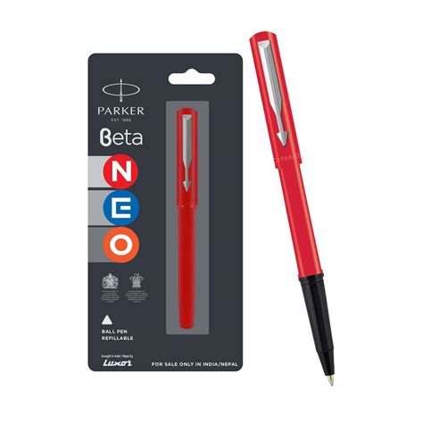 Parker Beta Neo Chrome Trim Ball Pen| Red Body Color| Ink Color - Blue ...
