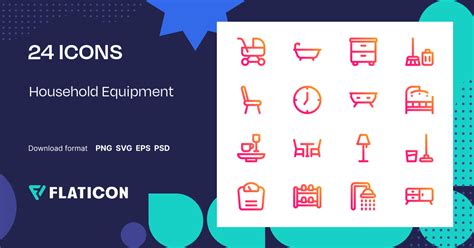 Household Equipment Icon Pack | Gradient | 24 .SVG Icons