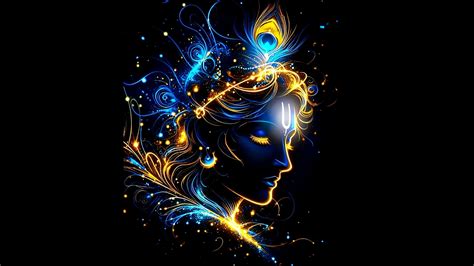 Lord Krishna Wallpaper 4K, Black background, Hindu God, 5K
