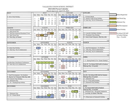School Calendars - School Calendar - Vallecito Union School District