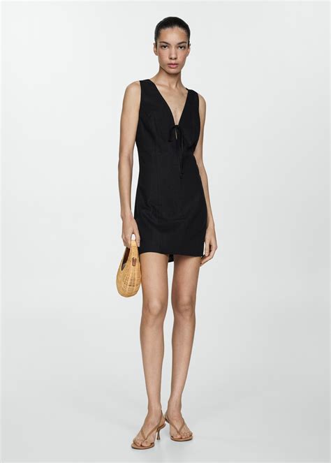 Short linen dress - Women | MANGO USA