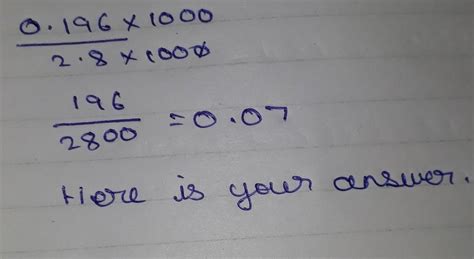 0.196 divide 2.8 solve in division - Brainly.in