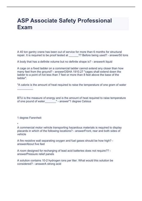 ASP Associate Safety Professional Exam Questions and Answers 100% ...