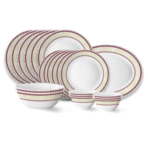 Larah by Borosil Elega Fluted Series Opalware Dinner Set | 21 Pieces ...