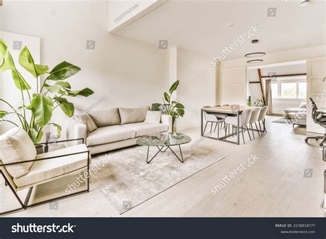 Living Room White Walls Hardwood Flooring Stock Photo 2238818777 ...