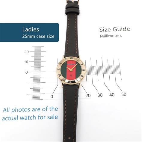 Gucci 3000L Ladies 25mm Red and Green Dial 18k Gold Plated -... for Rs ...