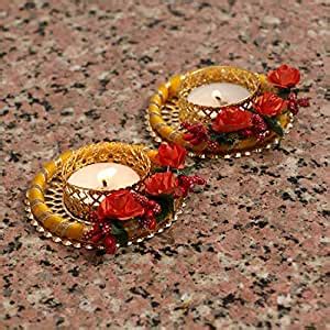 Buy Passion Petals Diwali Diya Decorative Tlight with Orange Flowers ...
