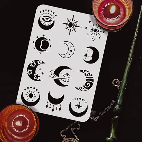 Buy 1 Pc Sun Moon Star Stencil Moon Phase Eye Painting Template On Cliths