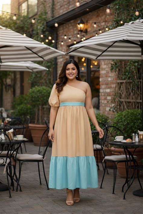 Dreamy Aqua Peach Colorblock Maxi Dress