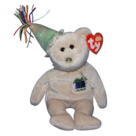 Ty Beanie Baby: June the Bear with Hat | Stuffed Animal | MWMT ...