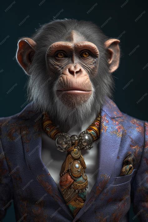 Premium Photo | A monkey in a suit with a blue jacket and a blue jacket.