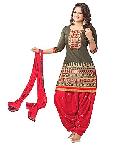 Buy KhazanaCart Biege Color Chanderi Cotton Semi Stitch Dress Material ...