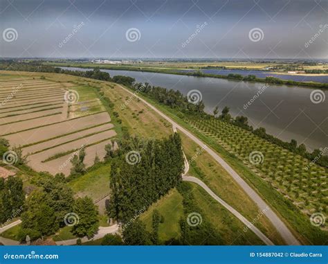The river Po, in Italy stock photo. Image of drone, monumental - 154887042