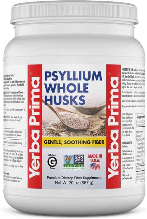 Amazon.com : Yerba Prima Psyllium Husk, 12 Ounce - Whole Husk Fiber ...