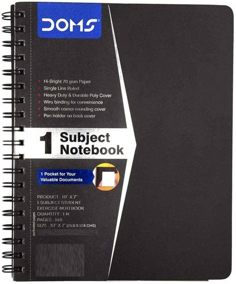 DOMS Wiro Note Book 1 Subject Note Book 160 Pages Regular Diary Ruled ...