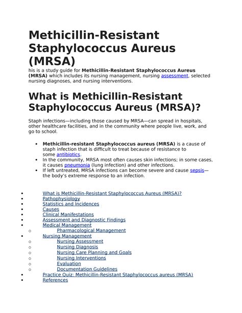 EASY Nursing - Methicillin-Resistant Staphylococcus Aureus (MRSA ...